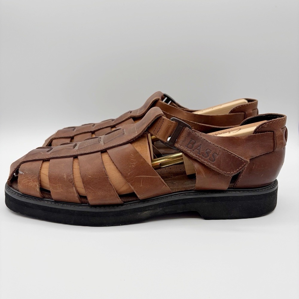 Bass Men's Size 11.5 Brown Leather Fisherman Sandals Gorpcore Outdoor Comfort